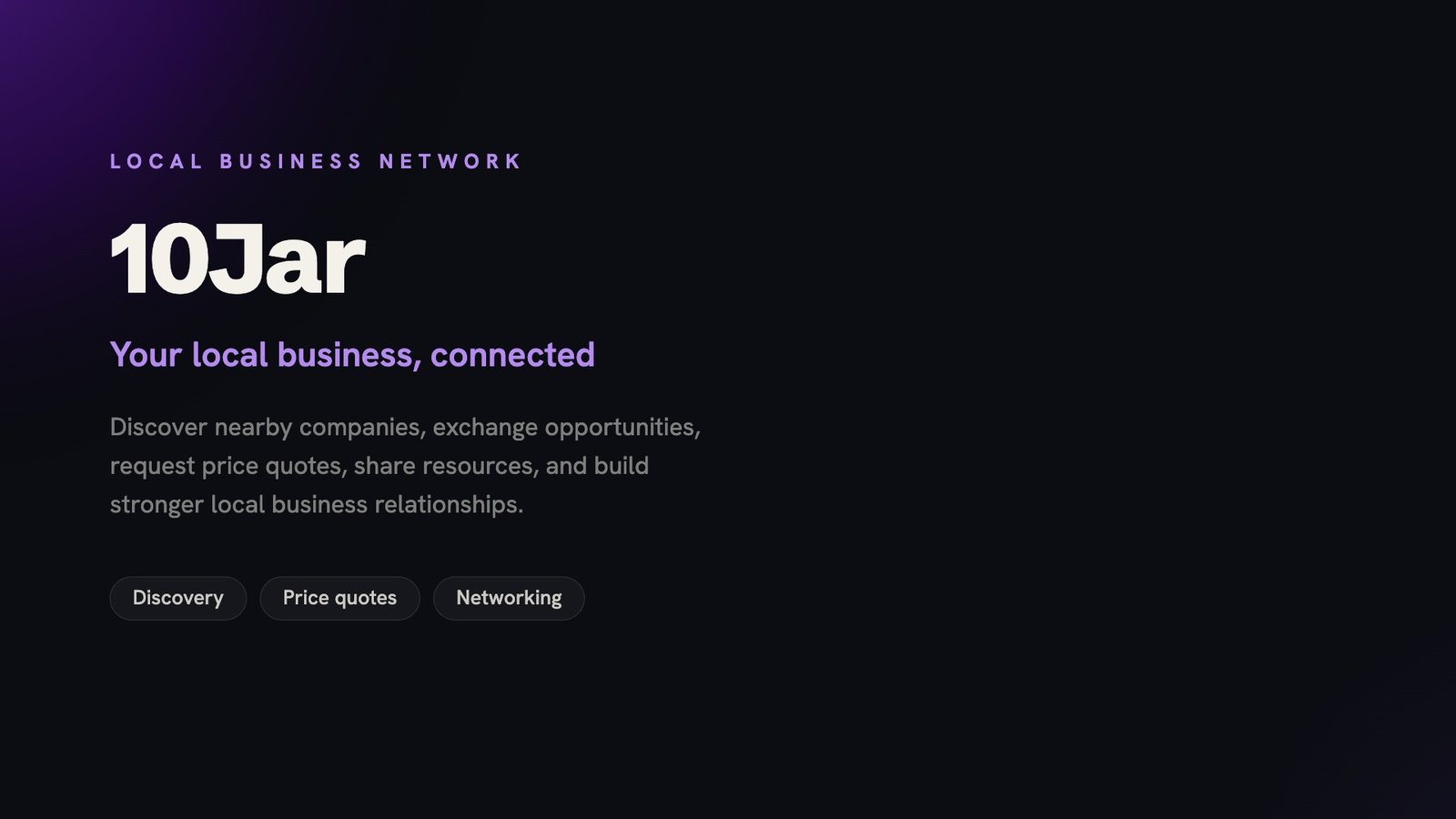 10Jar — local business network for discovery, quotes and partnerships