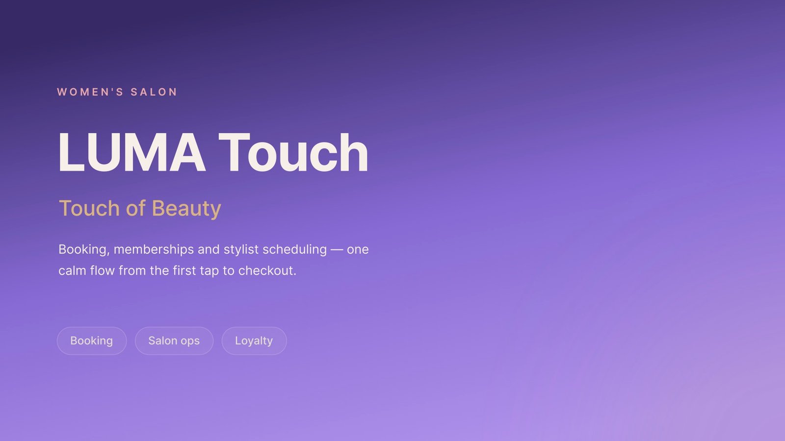 LUMA Touch salon booking platform interface